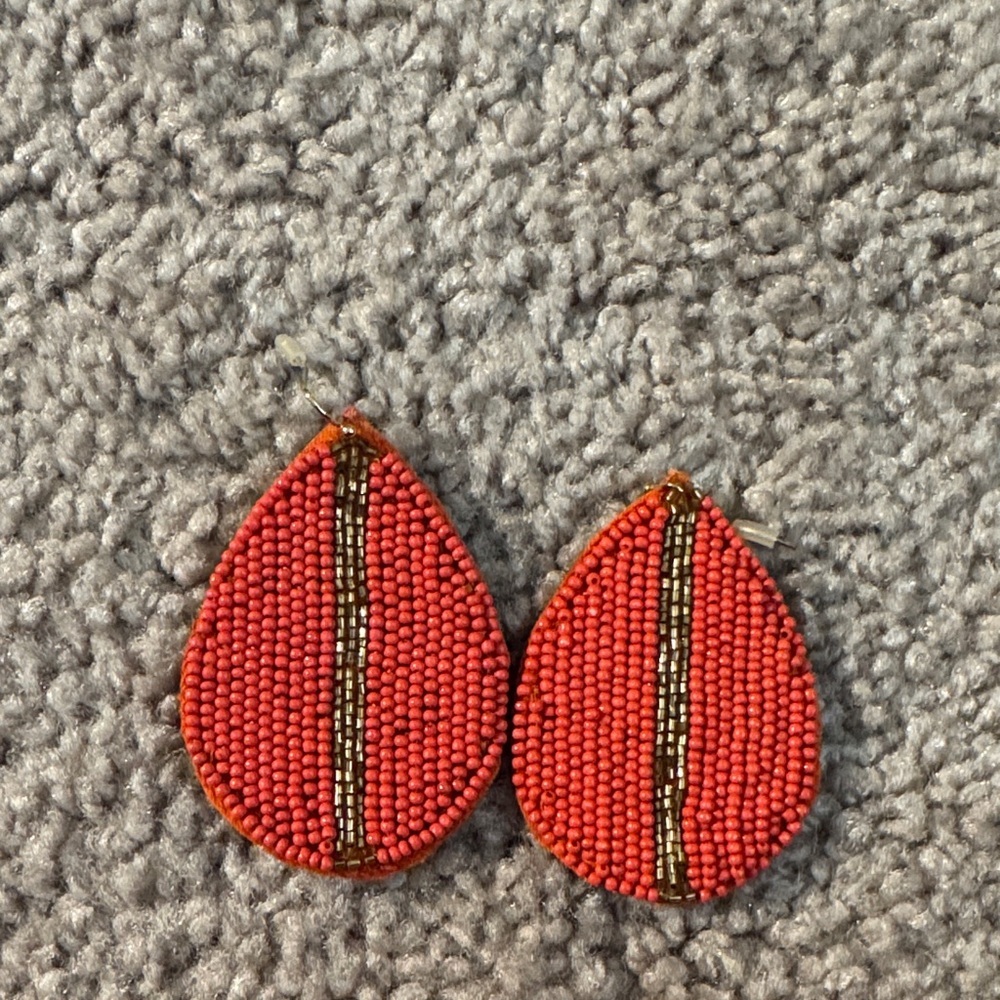 Elegant Red Beaded Earrings